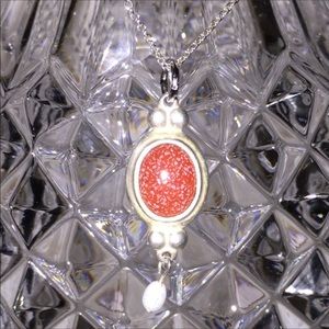 925 SterlingSilver JasperGem w/pearl 15”